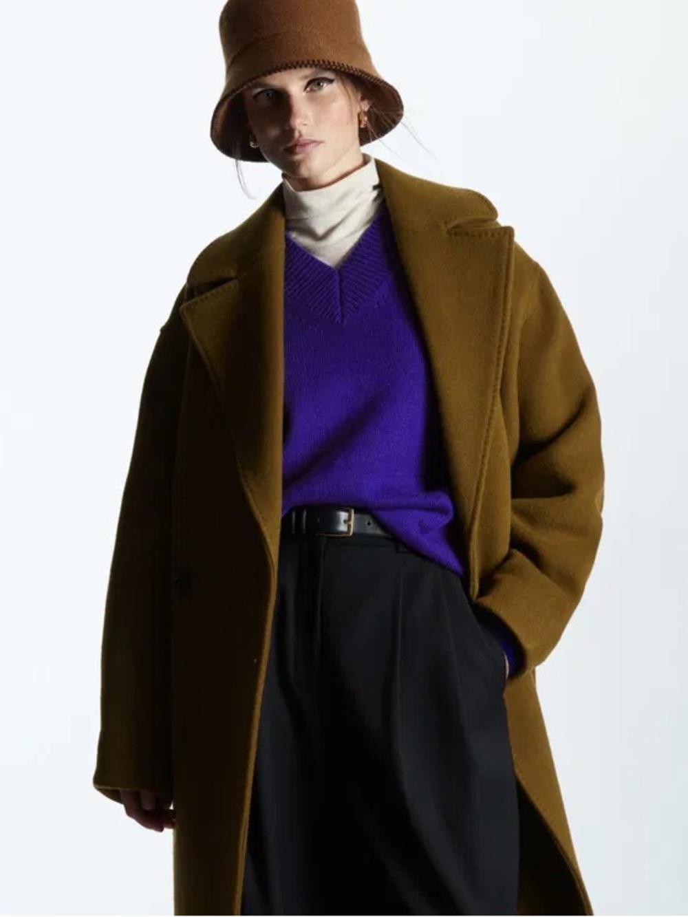 COS Brand New Brown Wool-Blend Bucket Hat with blanket-stitched edge. XS/S size. - Picture 13 of 14